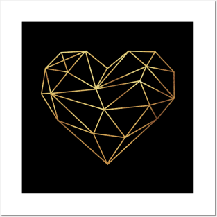 Black and Gold Geometric Heart Posters and Art